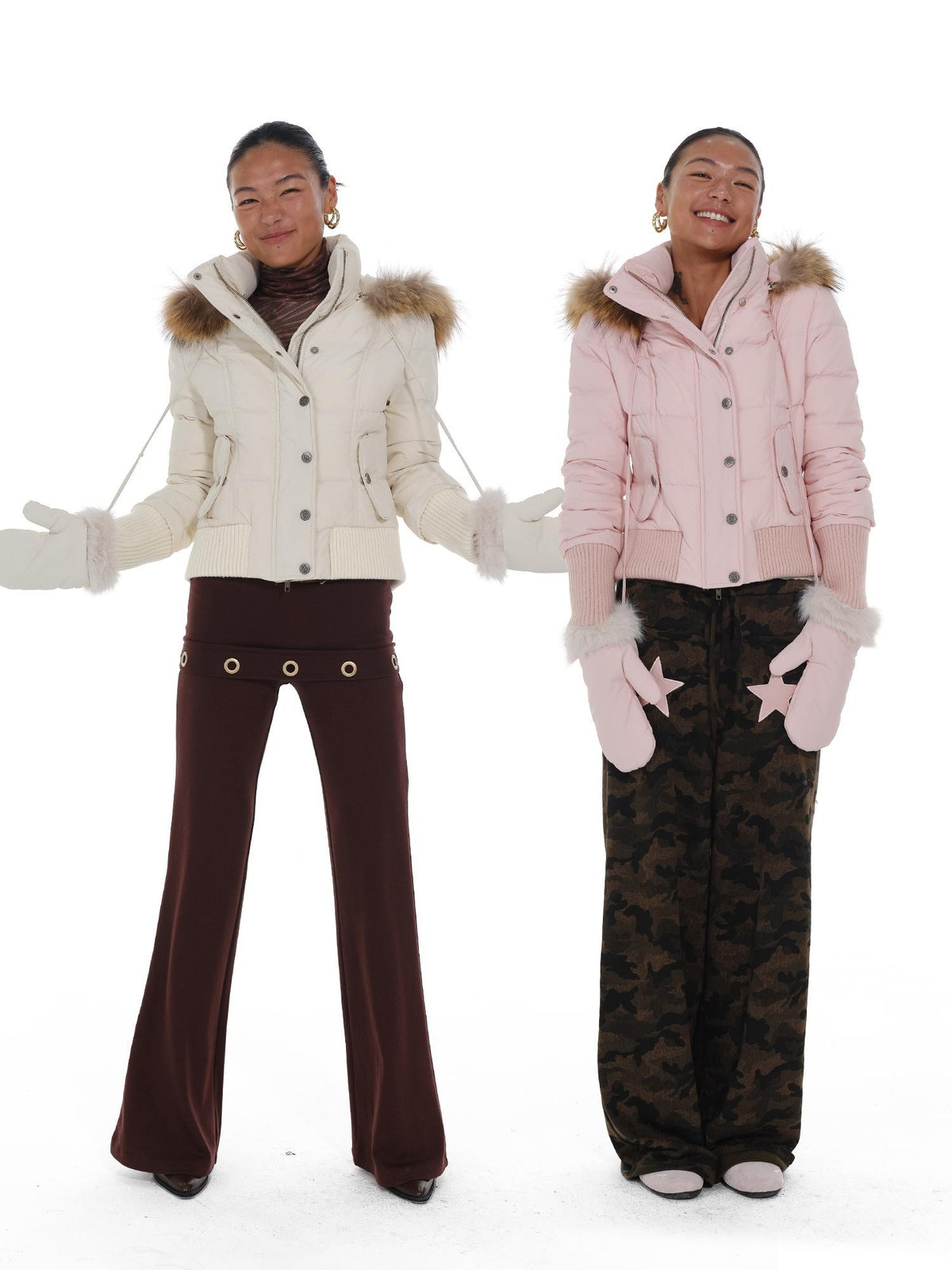 innerflow Fur Collar Hooded Short Women&