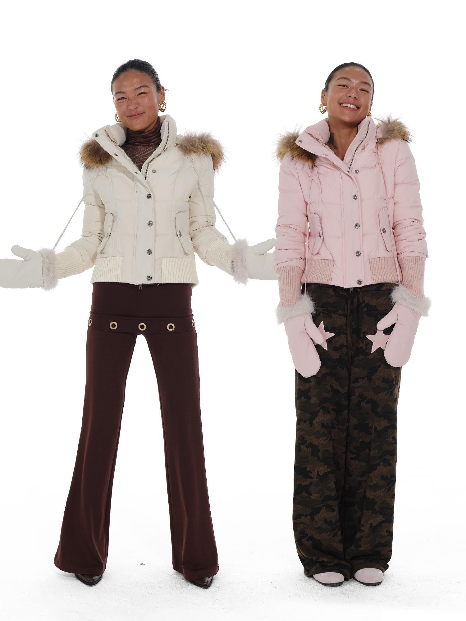 innerflow Fur Collar Hooded Short Women&