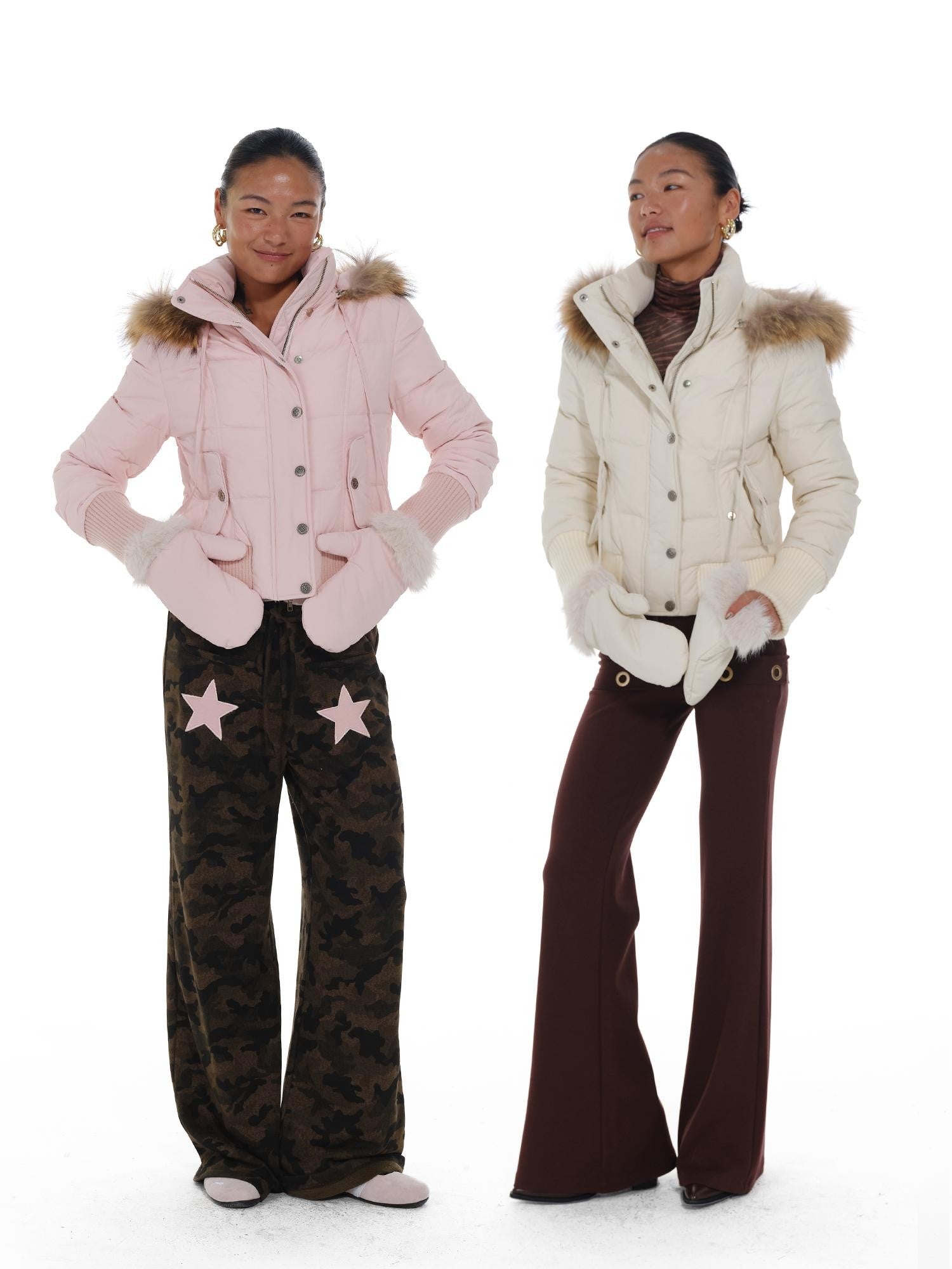 innerflow Fur Collar Hooded Short Women&