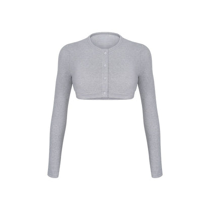 innerflow_Gray_Pink_Striped_Spliced_Cropped_Slim_Two_Piece_Set_Women&