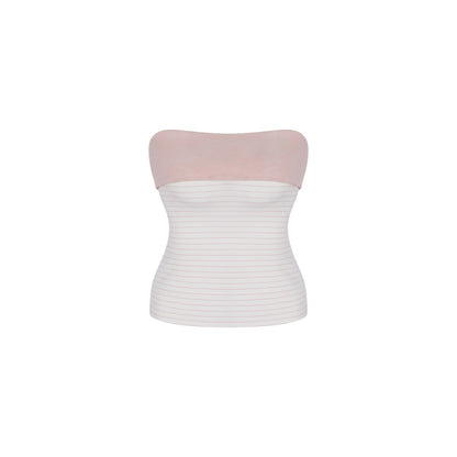innerflow_Gray_Pink_Striped_Spliced_Cropped_Slim_Two_Piece_Set_Women&