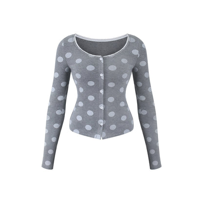 innerflow_Gray_Polka_Dot_Cardigan_Camisole_Women&