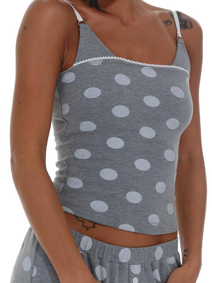 innerflow Gray Polka Dot Cardigan Camisole Women&