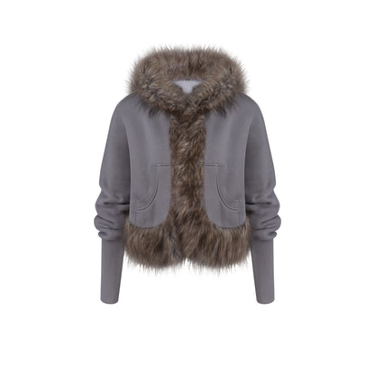 innerflow_Grey_Hooded_Eco_Fur_Trim_Fleece_Lined_Women&