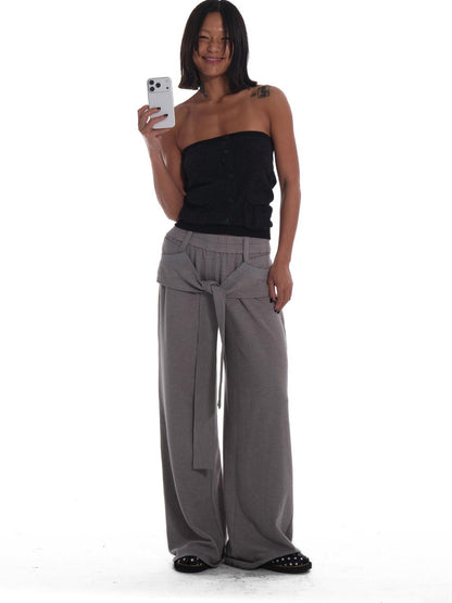innerflow Heather Grey Tie Wide Leg Women&