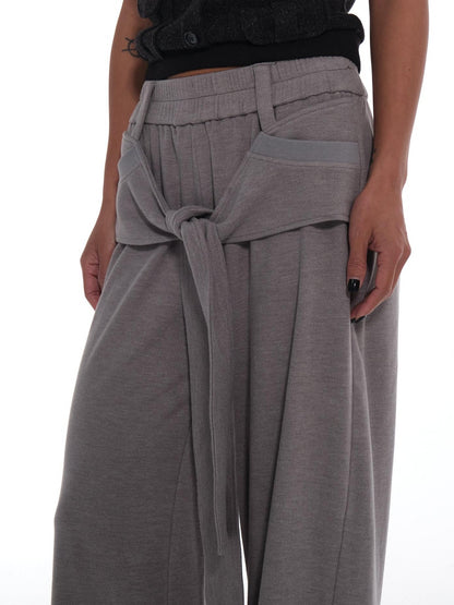 innerflow Heather Grey Tie Wide Leg Women&