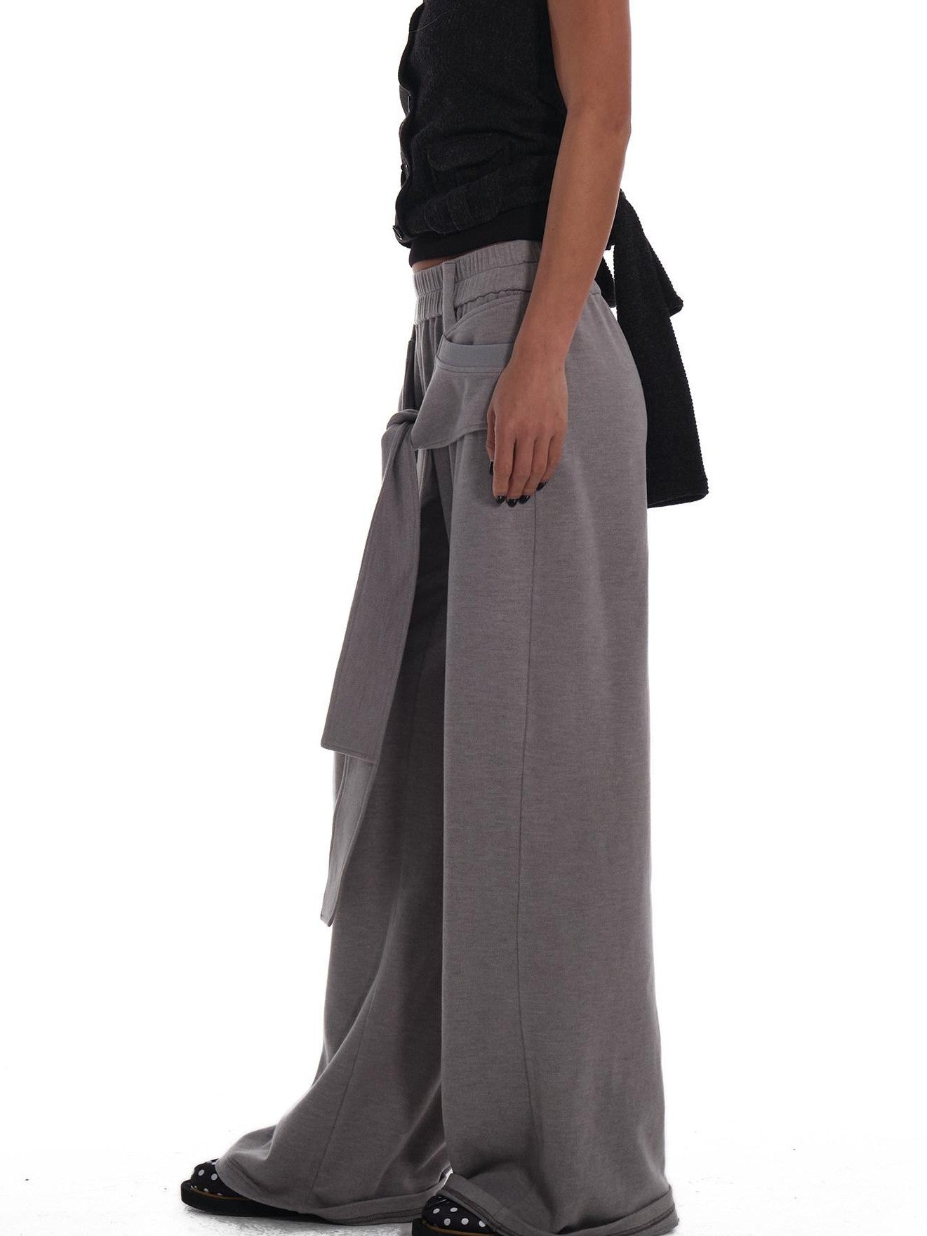 innerflow Heather Grey Tie Wide Leg Women&