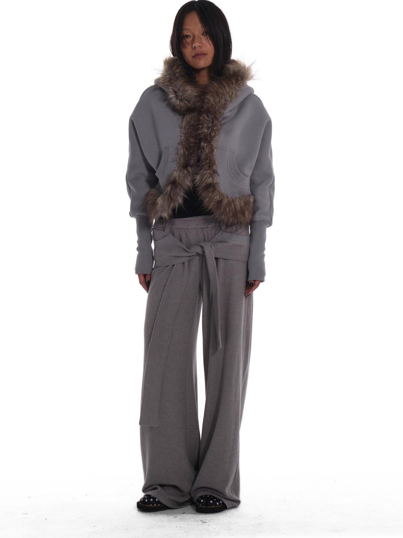 innerflow Heather Grey Tie Wide Leg Women&
