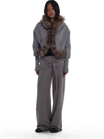 innerflow Heather Grey Tie Wide Leg Women&