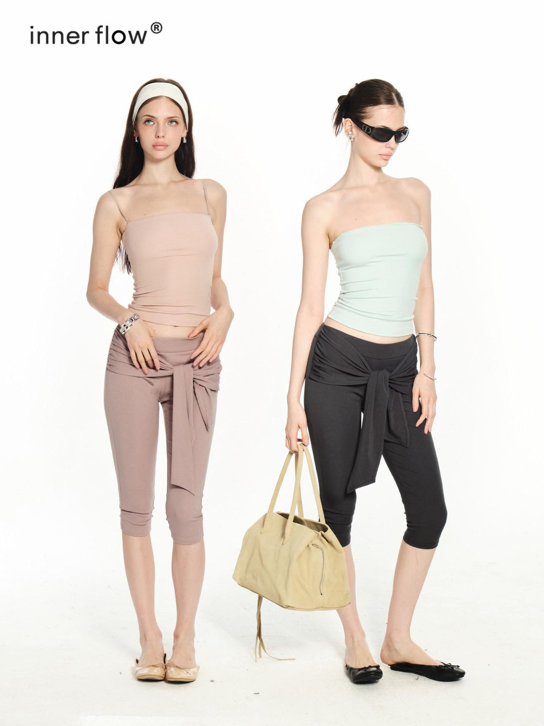 innerflow High Stretch Drawstring Slim Natural Waist Women&