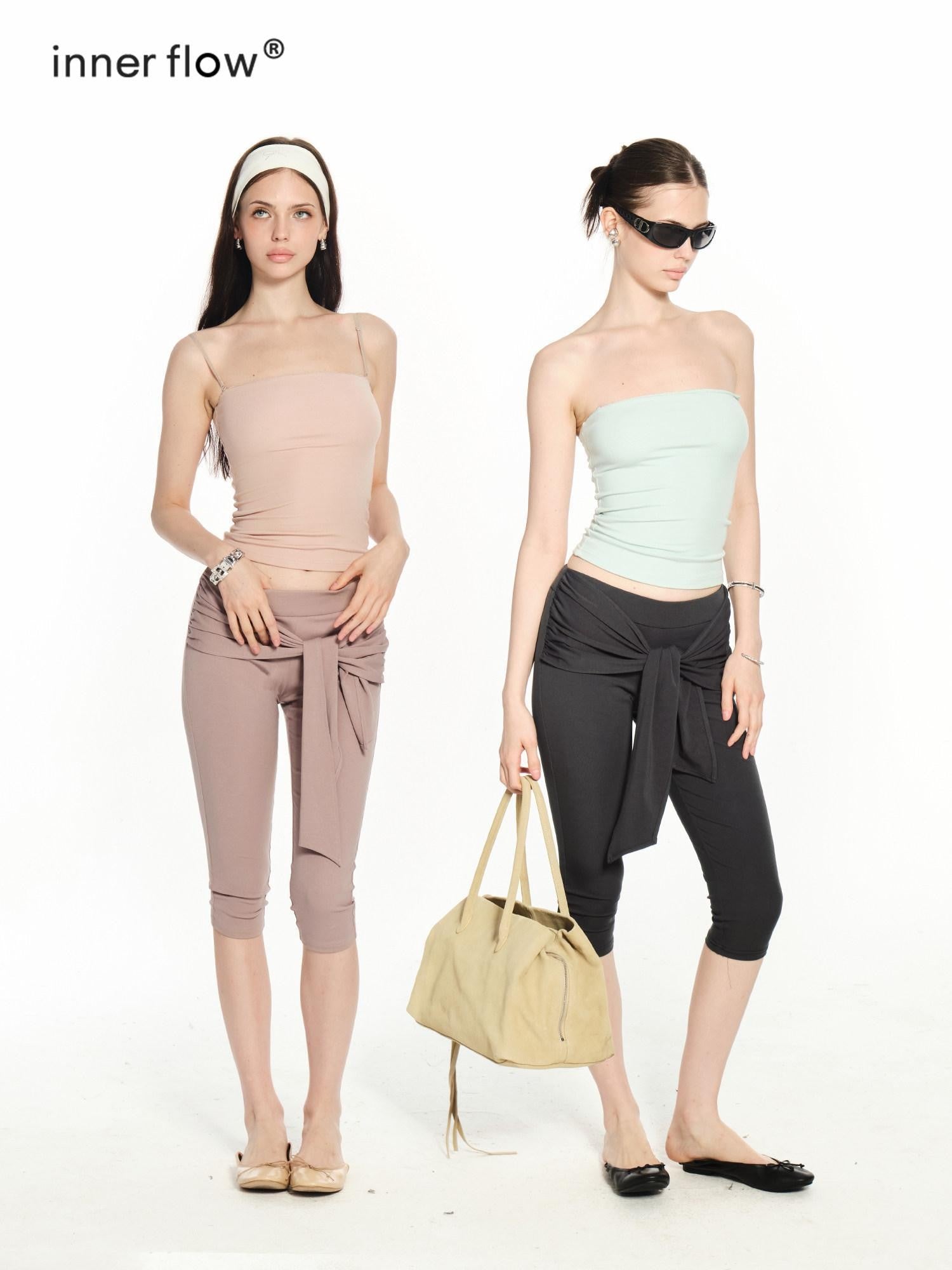 innerflow High Stretch Drawstring Slim Natural Waist Women&