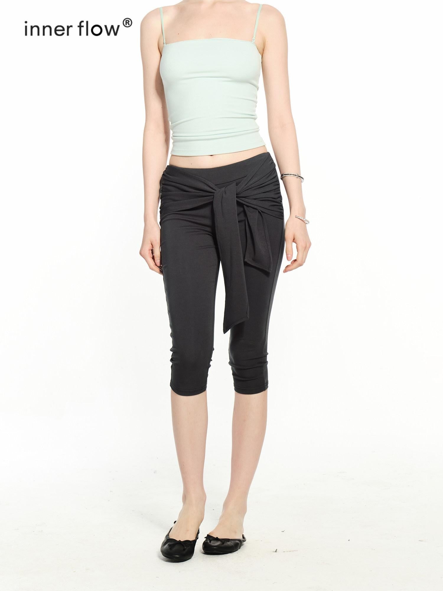 innerflow High Stretch Drawstring Slim Natural Waist Women&