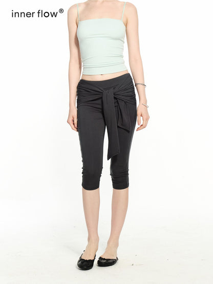 innerflow High Stretch Drawstring Slim Natural Waist Women&