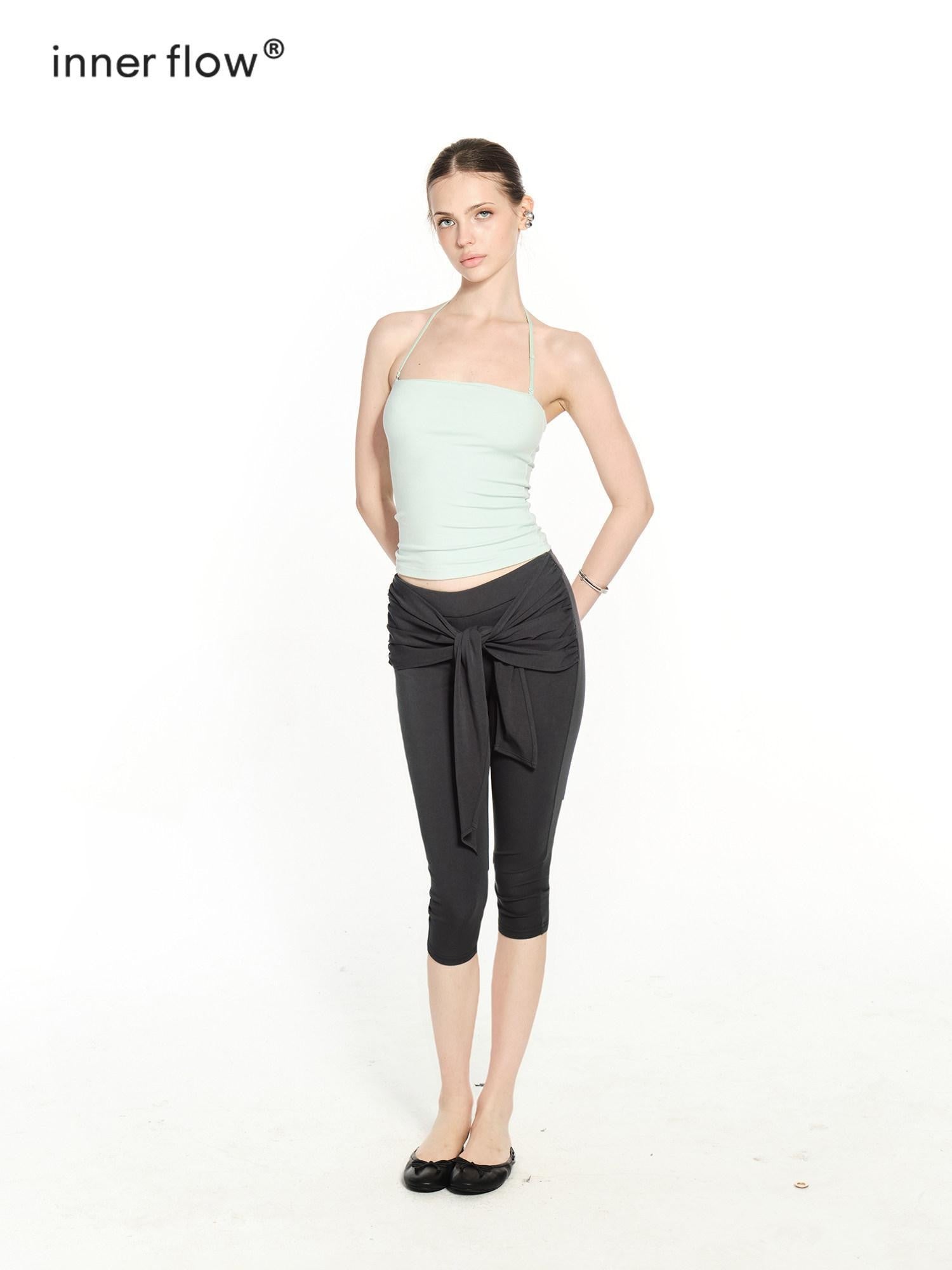 innerflow High Stretch Drawstring Slim Natural Waist Women&