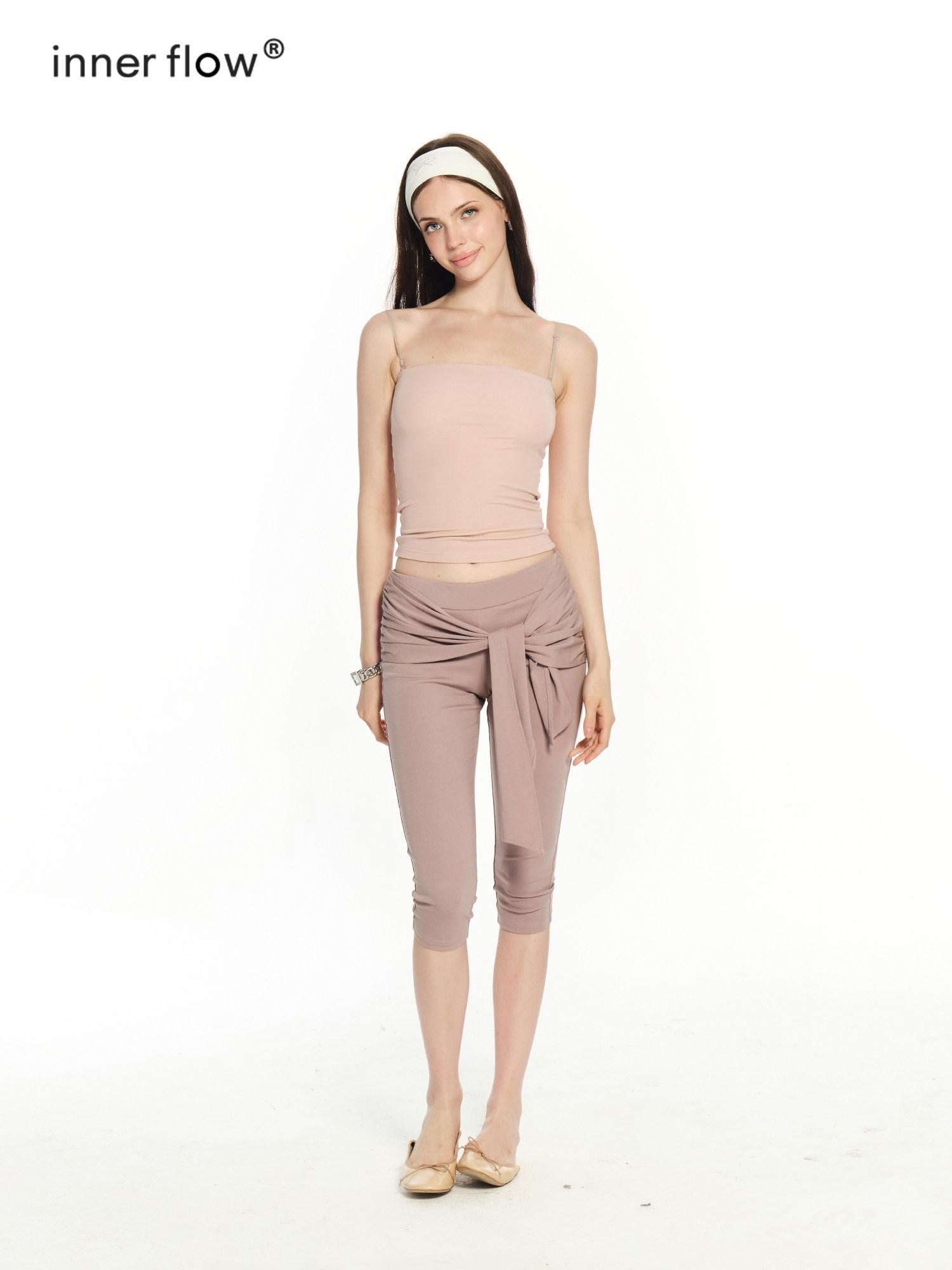 innerflow High Stretch Drawstring Slim Natural Waist Women&