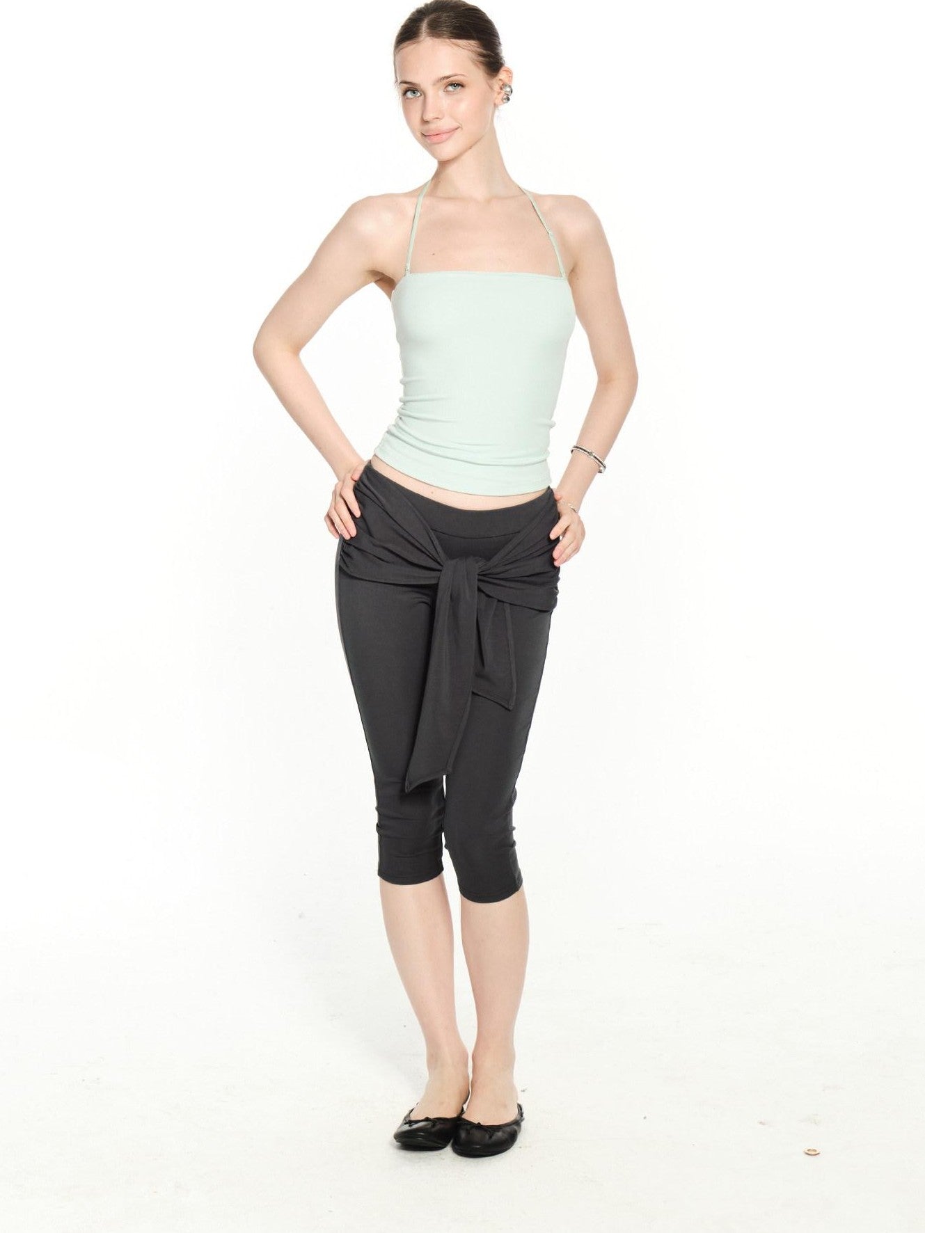innerflow High Stretch Drawstring Slim Natural Waist Women&