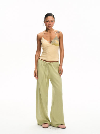 innerflow Khaki Green Deer Print Colorblock Women&