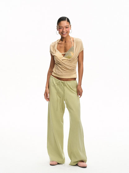innerflow Khaki Green Deer Print Colorblock Women&