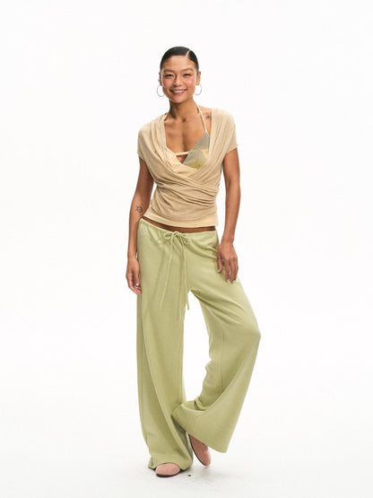 innerflow Khaki Green Deer Print Colorblock Women&
