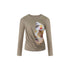 innerflow_Khaki_Pet_Print_Round_Neck_Slim_Fit_Women&