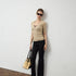 innerflow_Lace_Knit_Vertical_Striped_V-neck_Women&