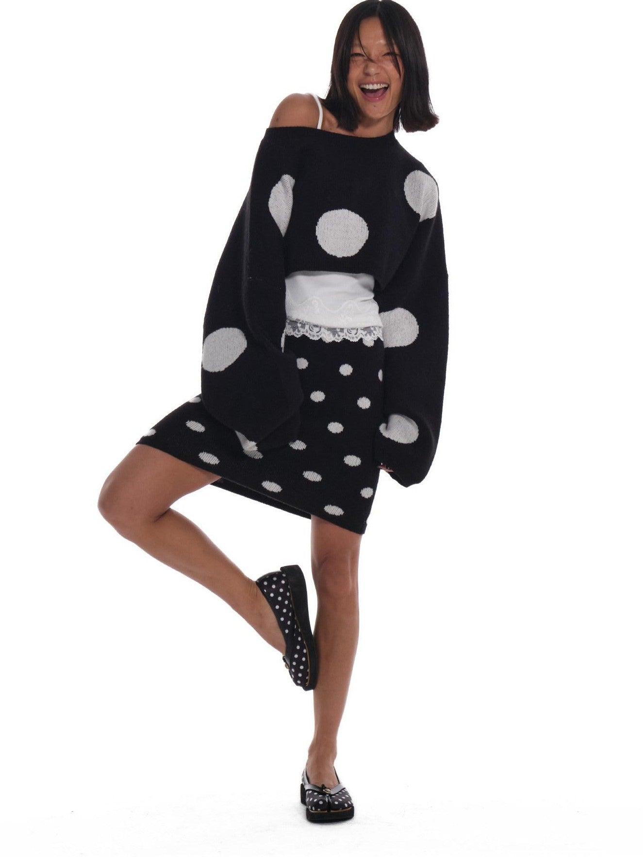 innerflow Large Polka Dot One Shoulder Women&