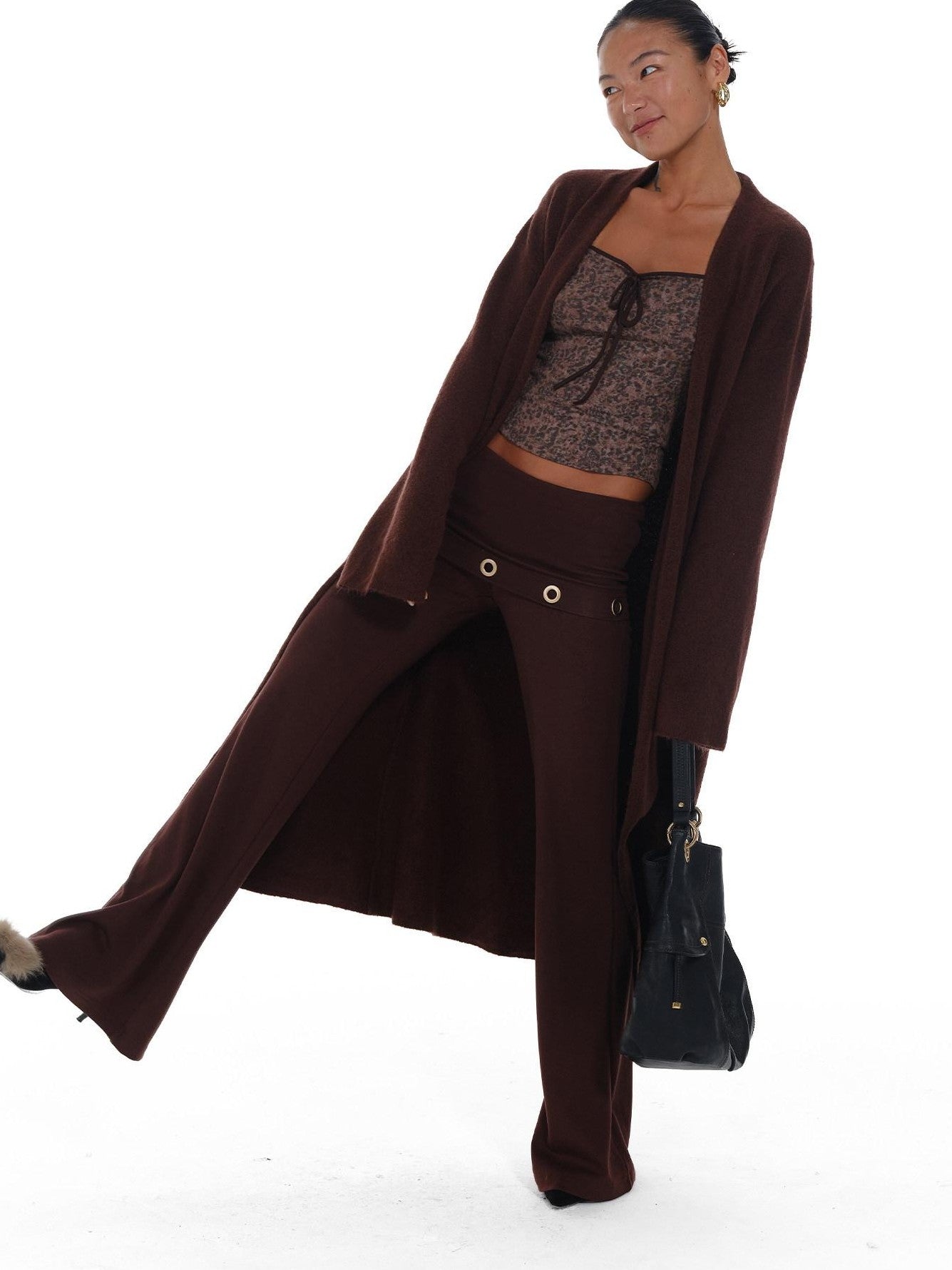 innerflow Leopard Colorblock Faux Layered Women&