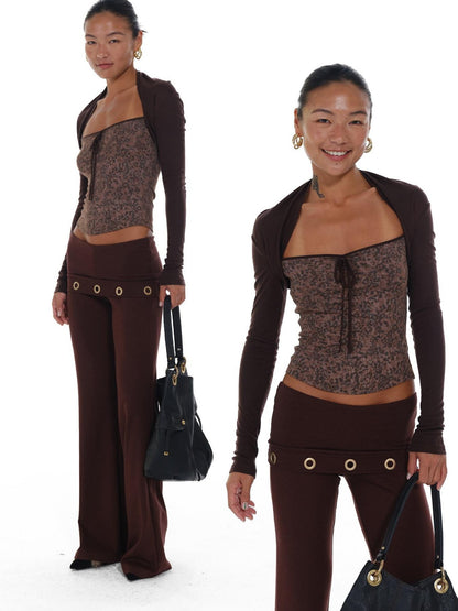 innerflow Leopard Colorblock Faux Layered Women&