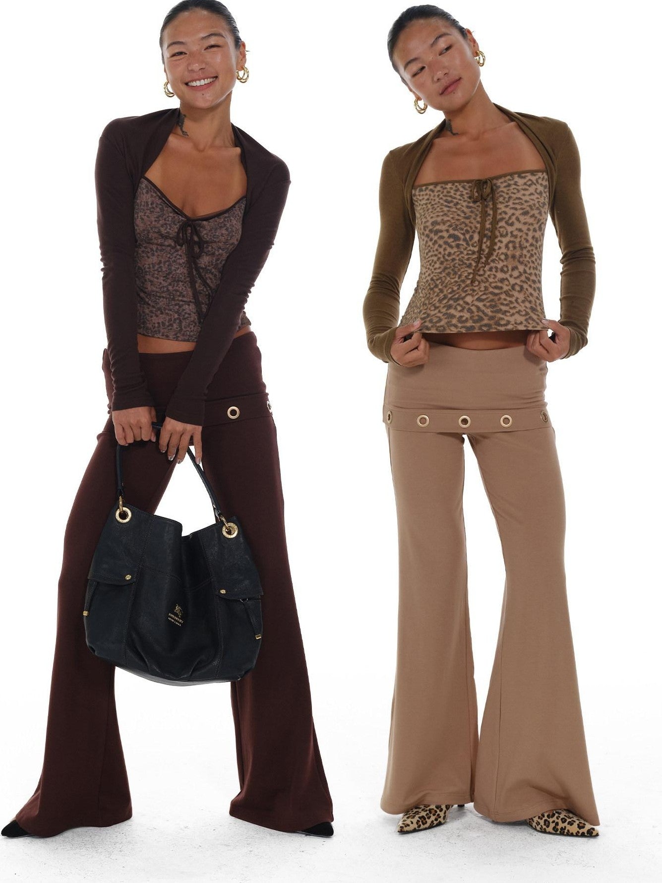 innerflow Leopard Colorblock Faux Layered Women&