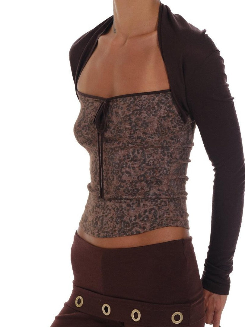 innerflow Leopard Colorblock Faux Layered Women&
