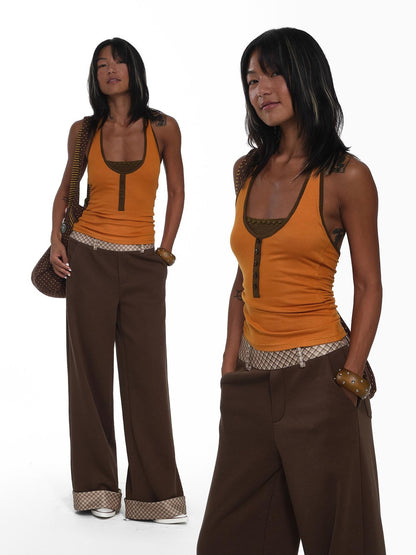 innerflow Leopard Colorblock High Stretch Faux Layered Women&