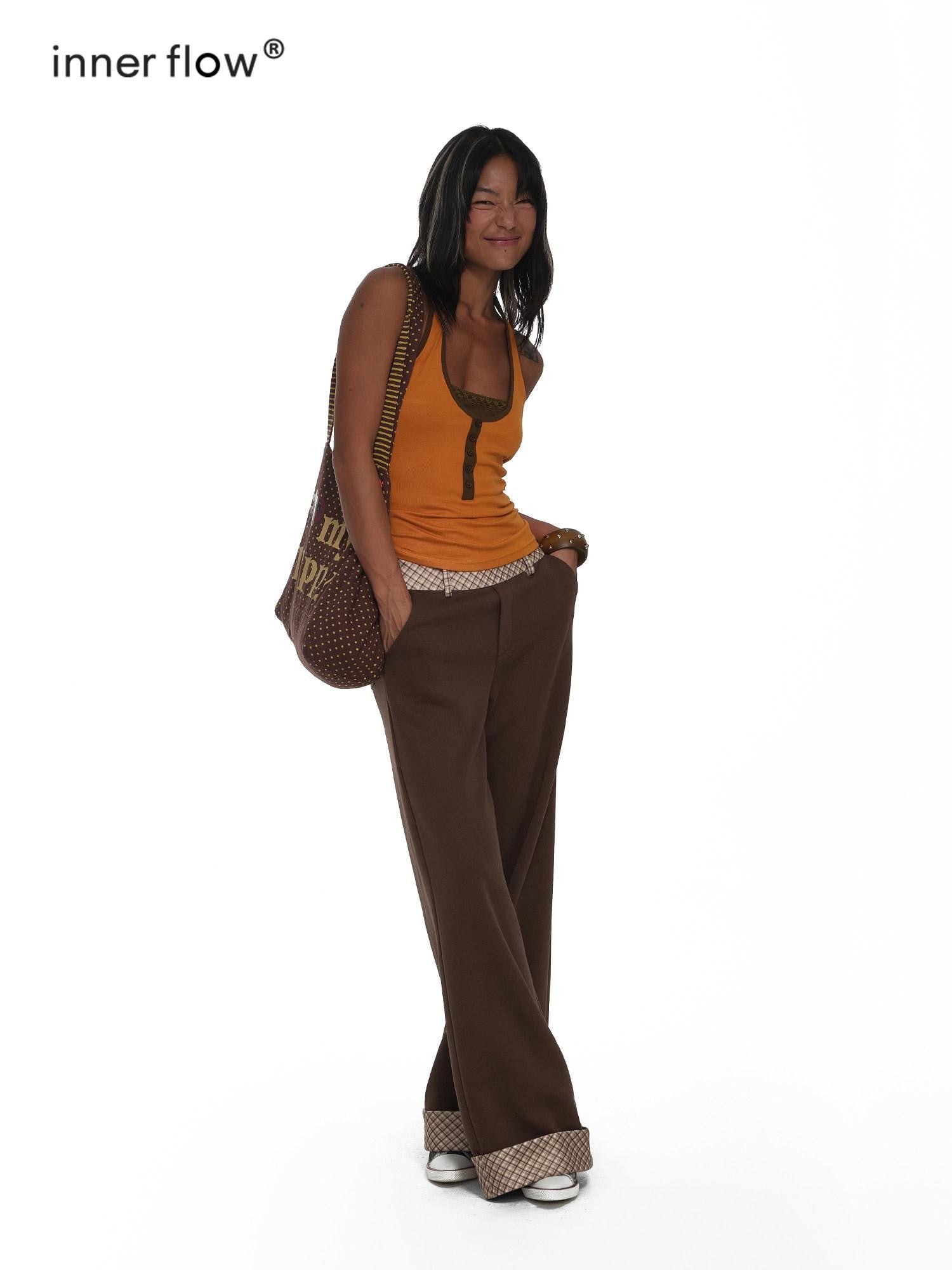 innerflow Leopard Colorblock High Stretch Faux Layered Women&
