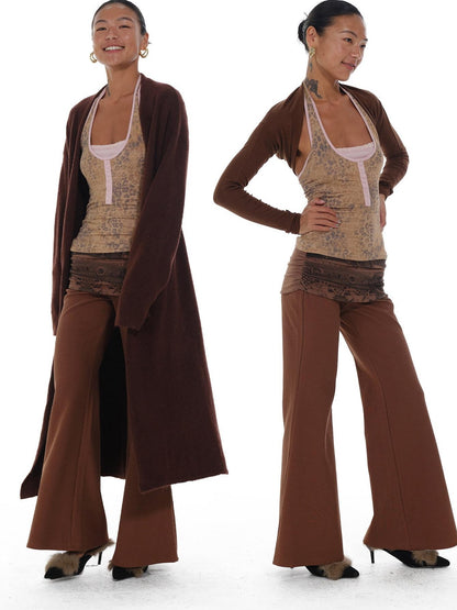 innerflow Leopard Colorblock High Stretch Faux Layered Women&