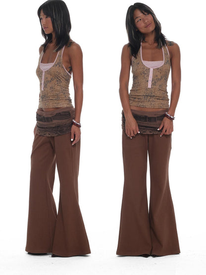 innerflow Leopard Colorblock High Stretch Faux Layered Women&