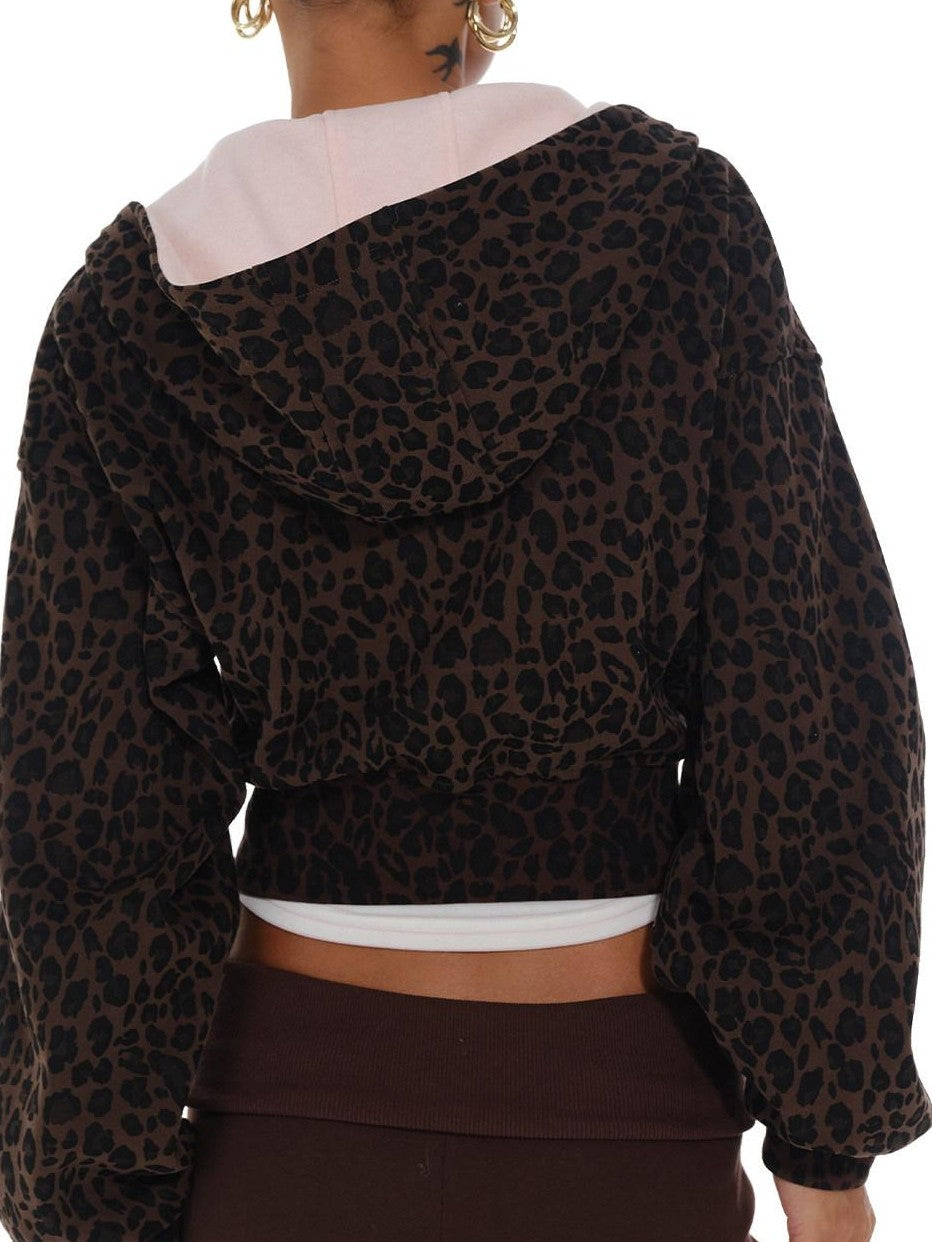innerflow Leopard Print Pink Embroidered Loose Short Women&
