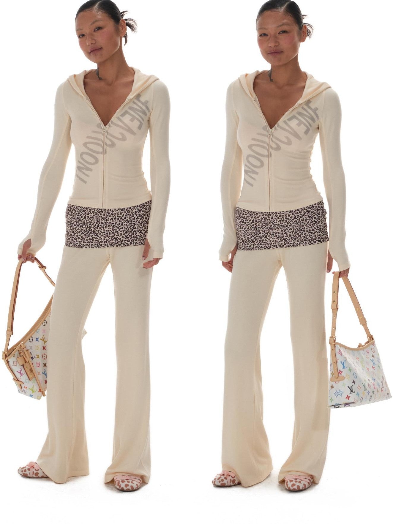 innerflow Letter Print Hooded Slim Long Sleeve Women&