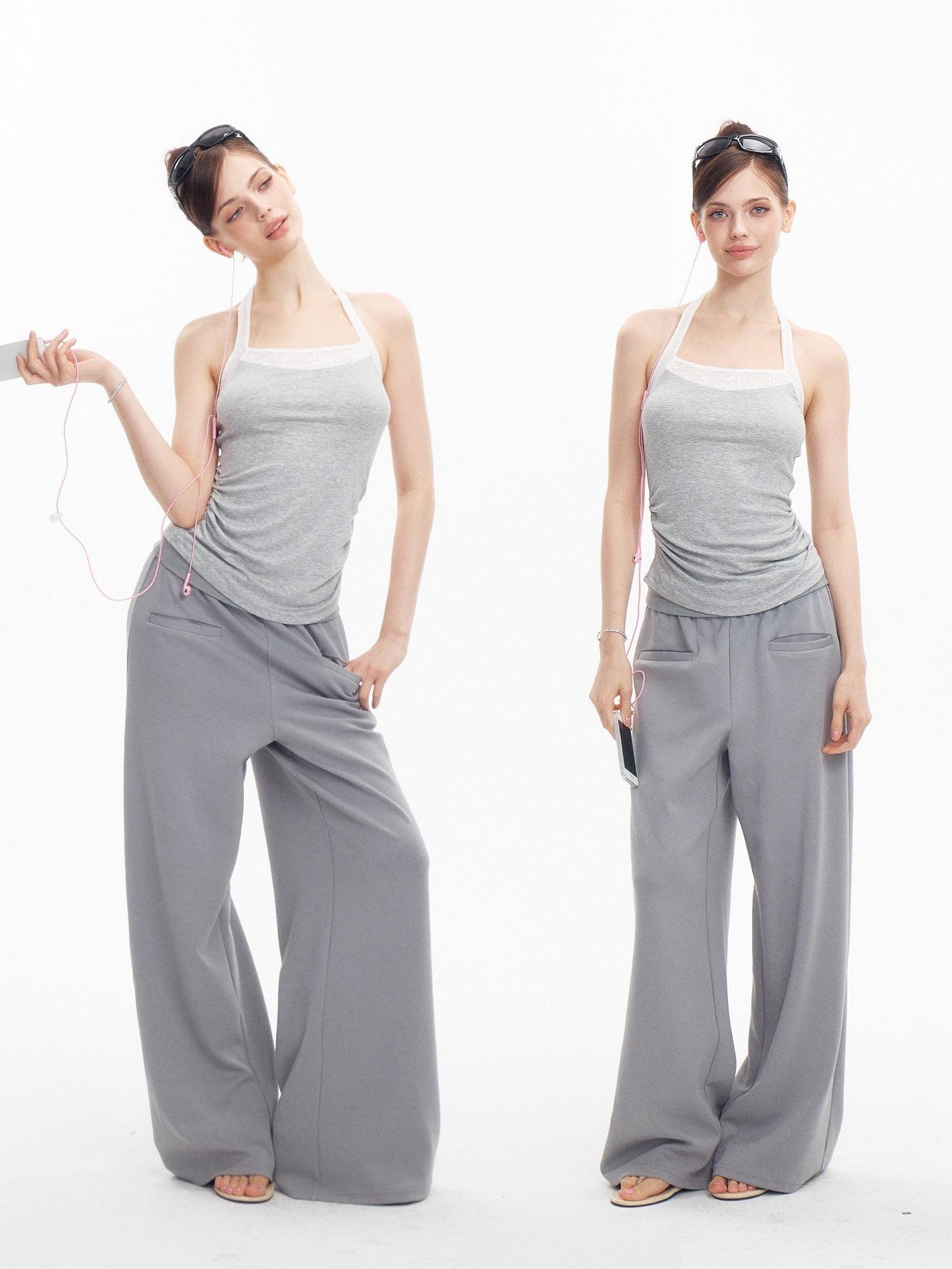innerflow Light Gray Air Layer Cuffed Pockets Women&