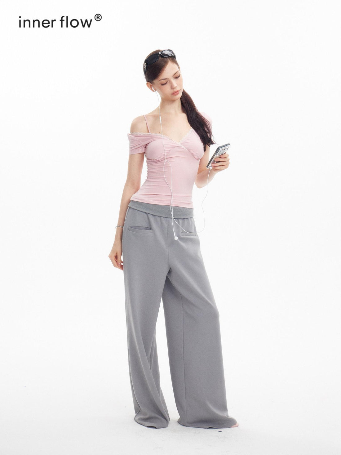 innerflow Light Gray Air Layer Cuffed Pockets Women&