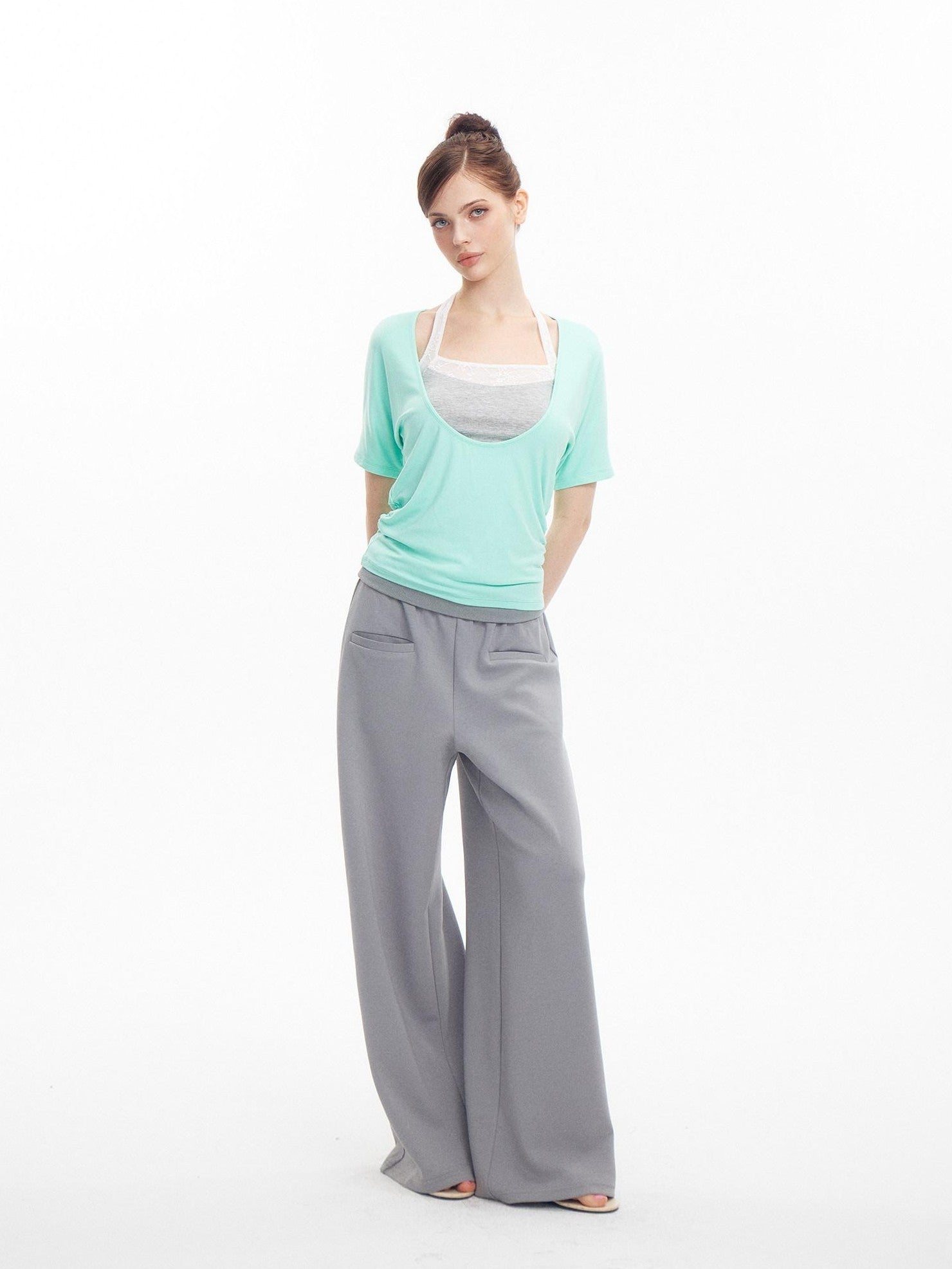 innerflow Light Gray Air Layer Cuffed Pockets Women&