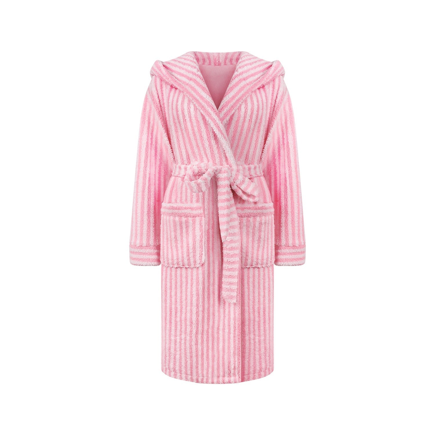 innerflow_Magenta_Striped_Sherpa_Cardigan_Women&