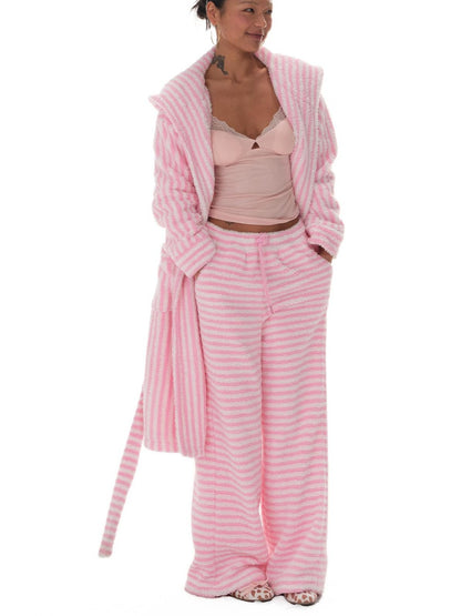 innerflow Magenta Striped Sherpa Cardigan Women&