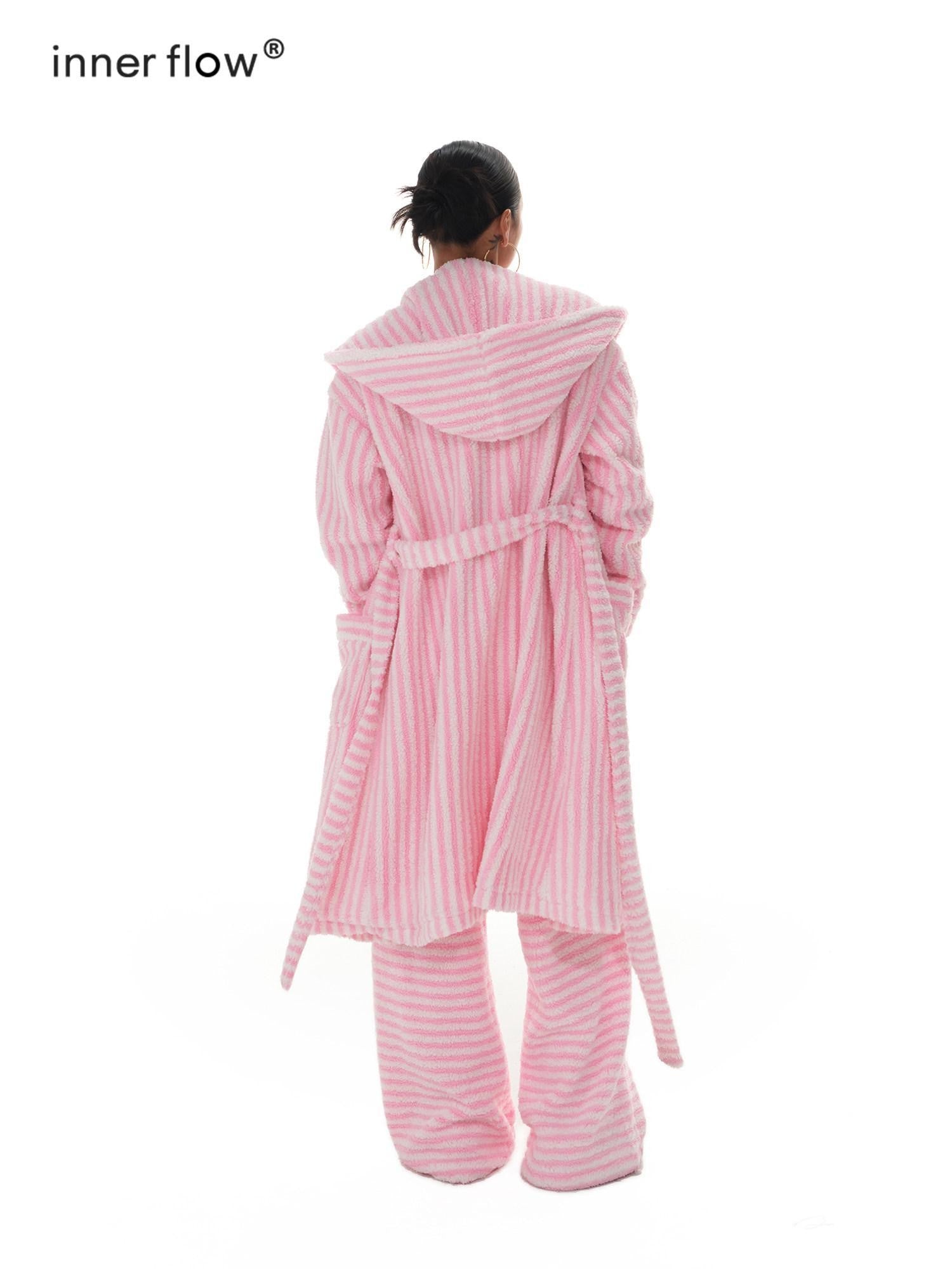 innerflow Magenta Striped Sherpa Cardigan Women&