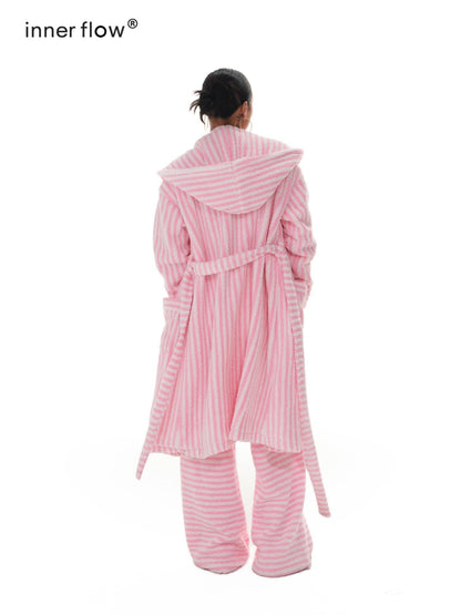 innerflow Magenta Striped Sherpa Cardigan Women&