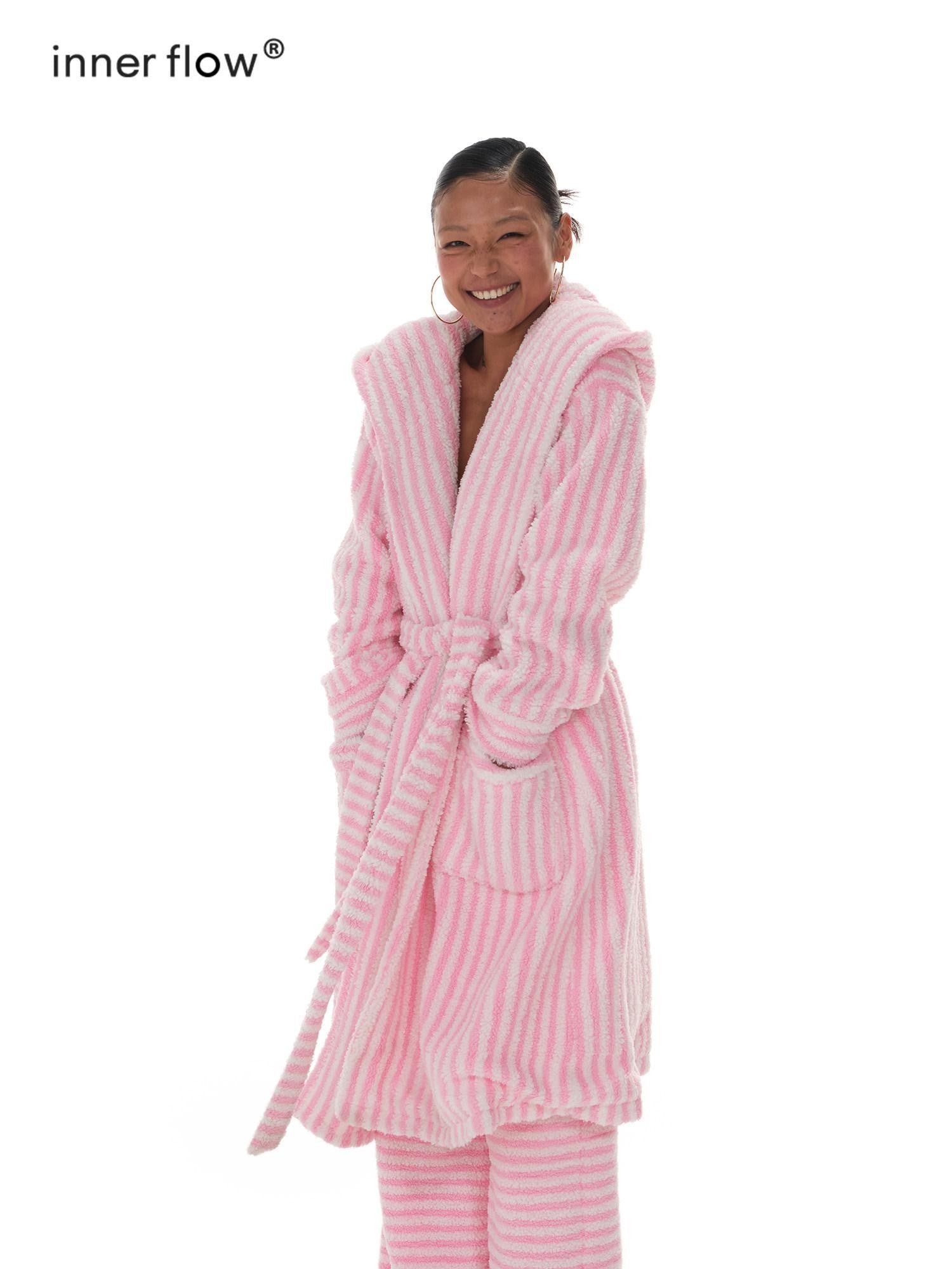 innerflow Magenta Striped Sherpa Cardigan Women&