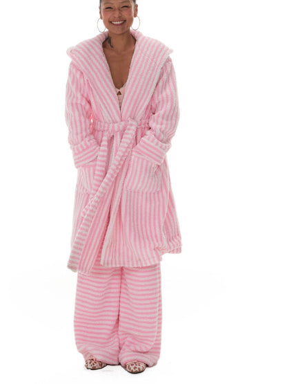 innerflow Magenta Striped Sherpa Cardigan Women&