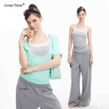 innerflow_Mint_Green_Gray_Lace_Slim_U_Neck_Halter_Women&