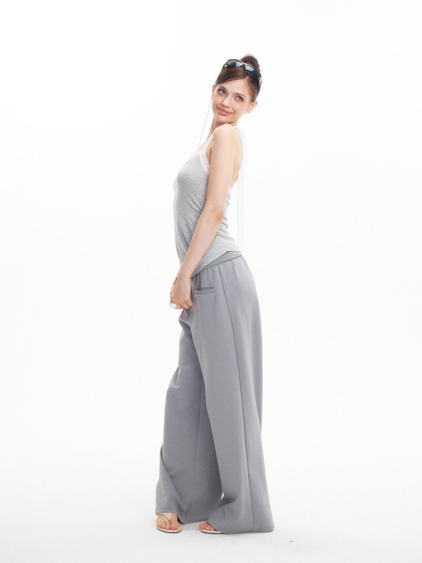 innerflow Mint Green Gray Lace Slim U Neck Halter Women&