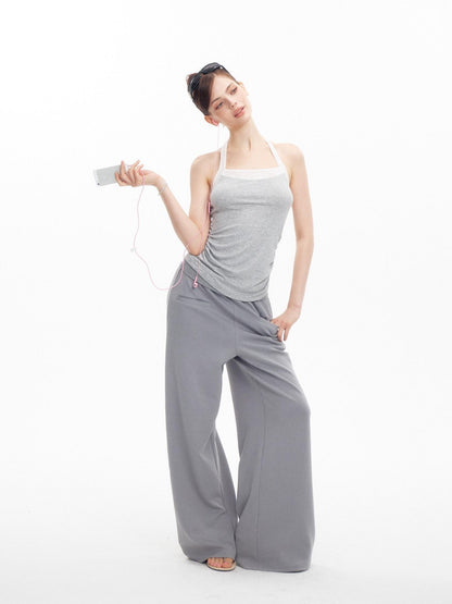 innerflow Mint Green Gray Lace Slim U Neck Halter Women&