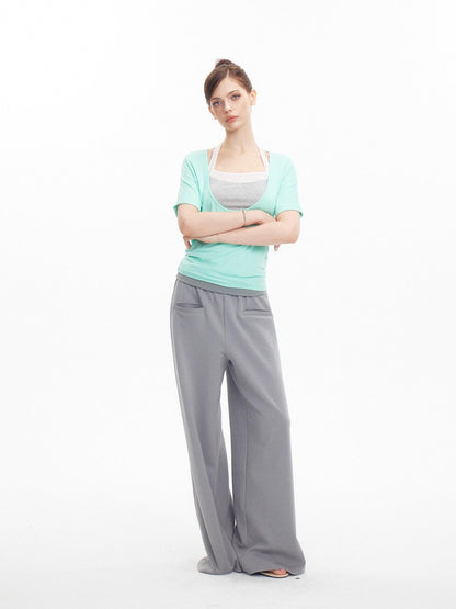 innerflow Mint Green Gray Lace Slim U Neck Halter Women&