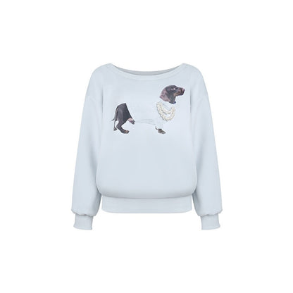 innerflow_Misty_Blue_One_Shoulder_Dachshund_Cartoon_Print_Women&